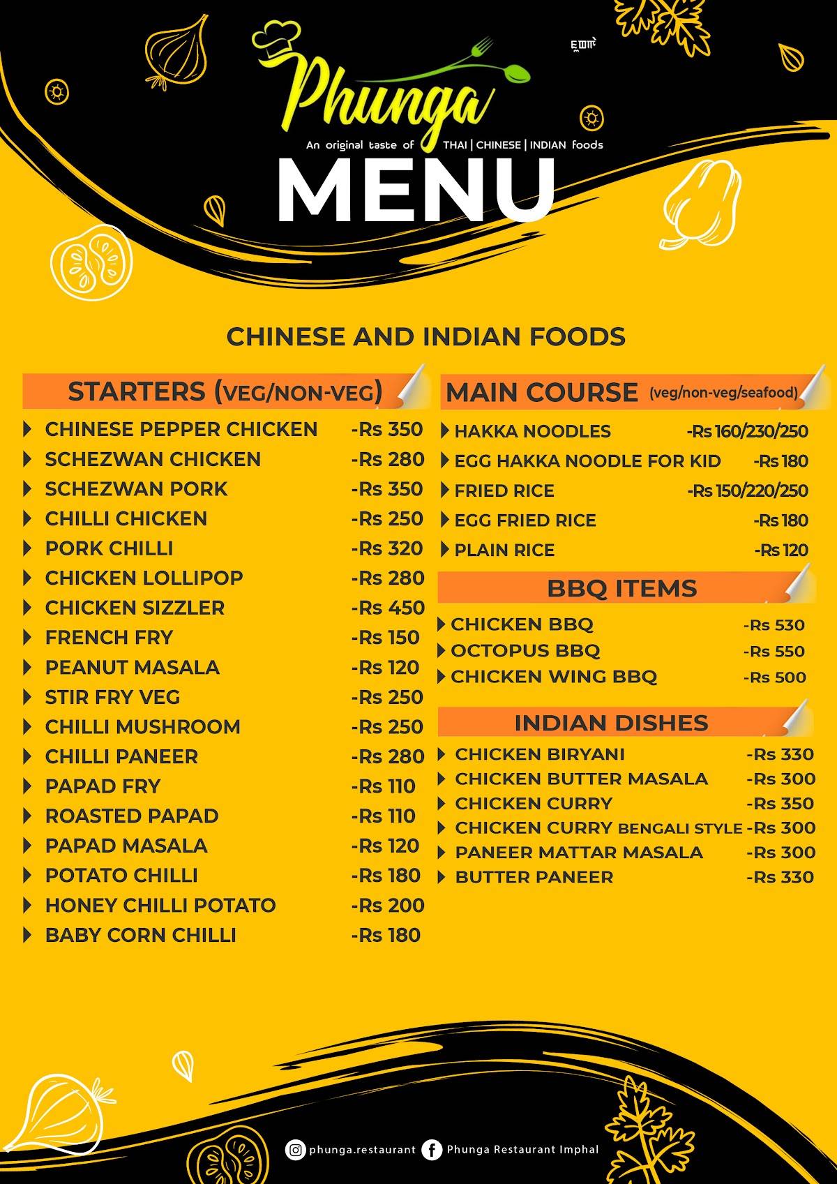 Phunga Restaurant Imphal menu
