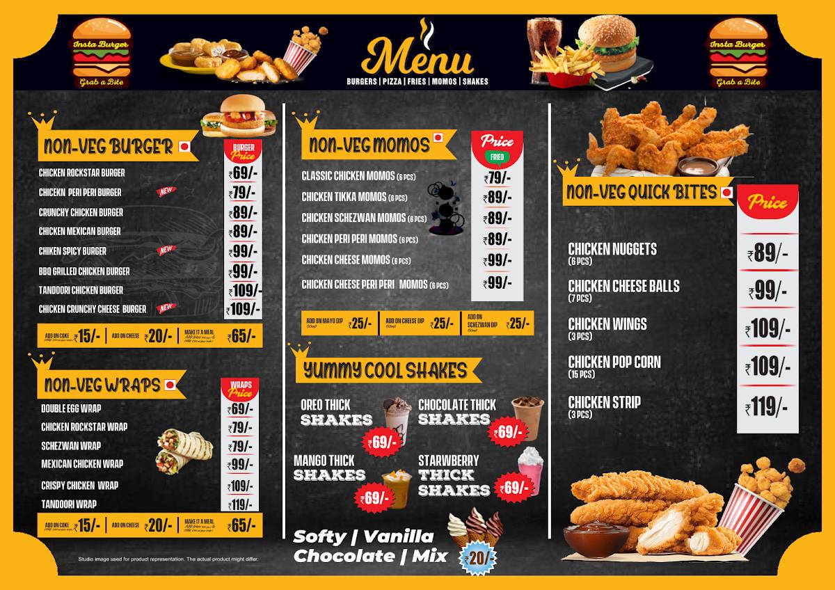 Insta Burger menu