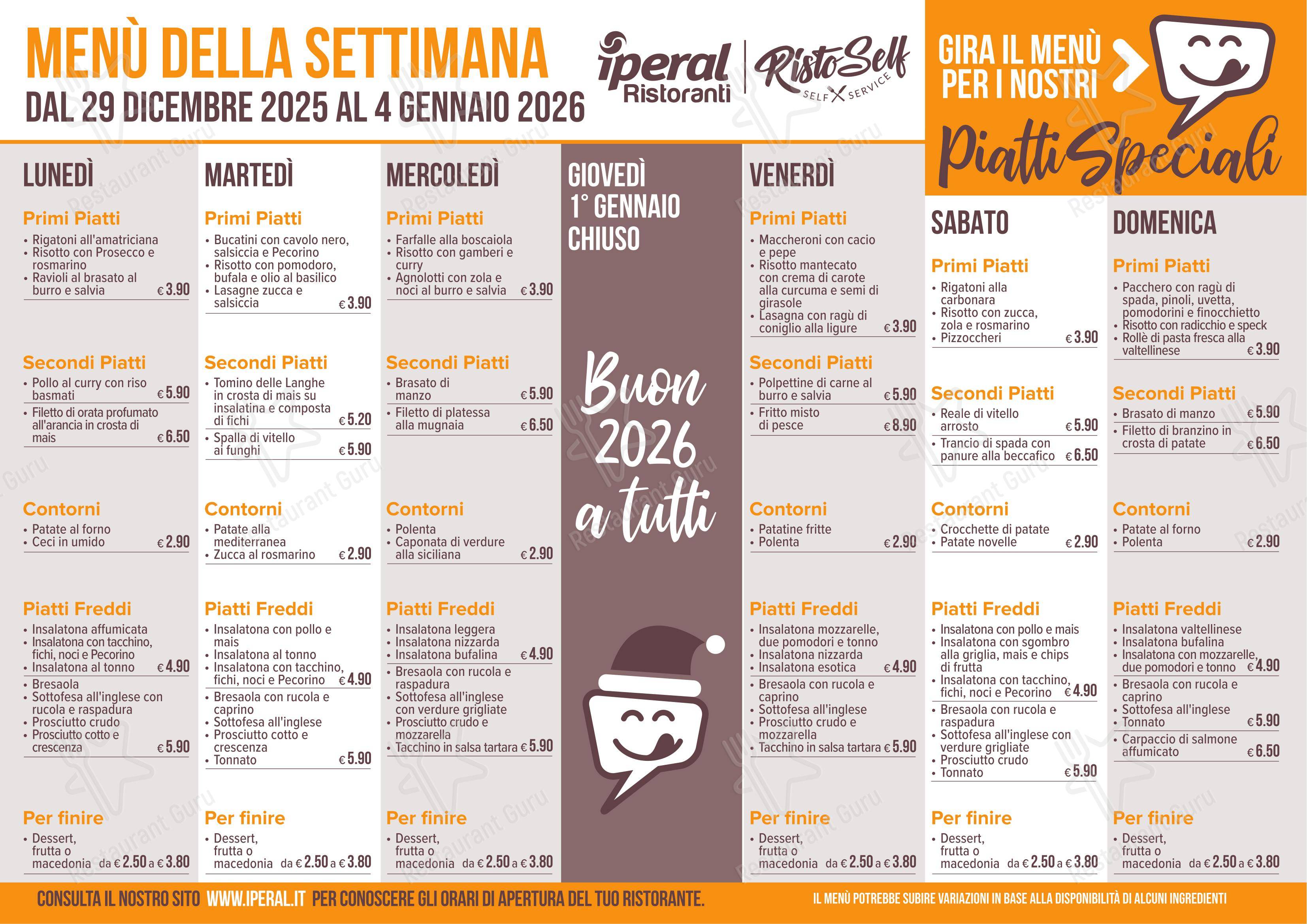Iperal RistoBar - Fuentes in Piantedo - Menu bar