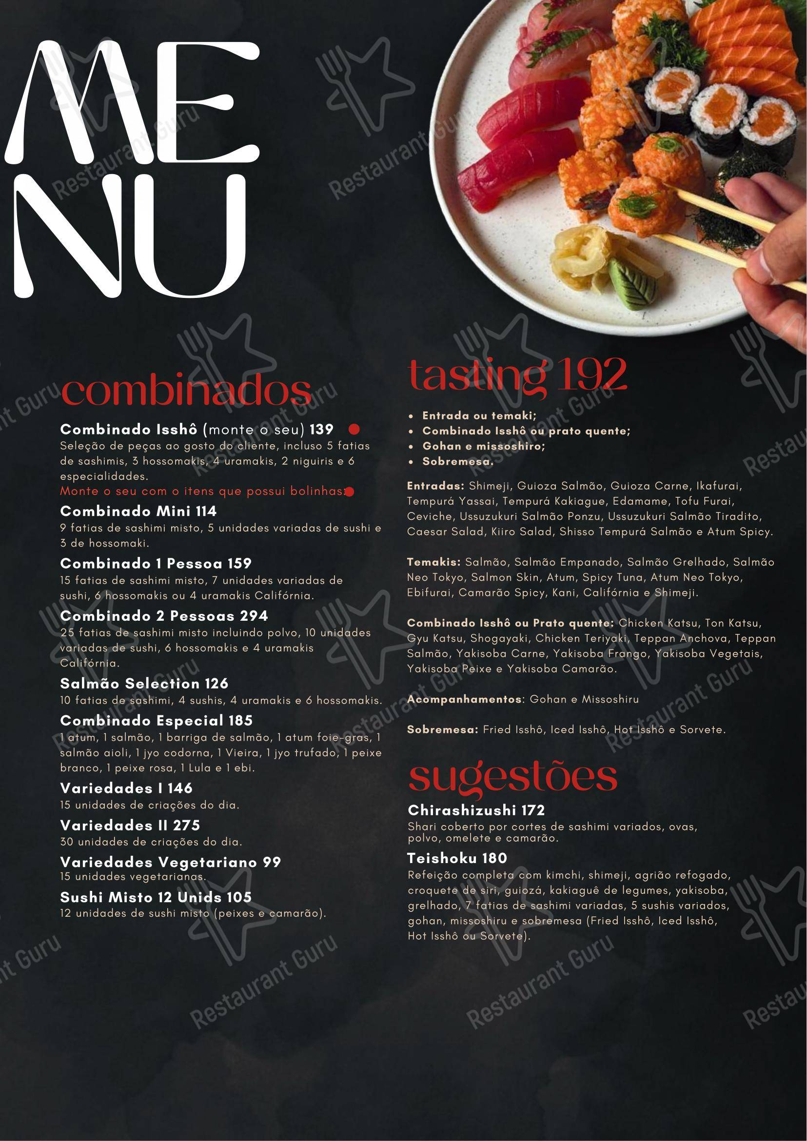 Issho Restaurante Japonês em Moema em São Paulo - Menu