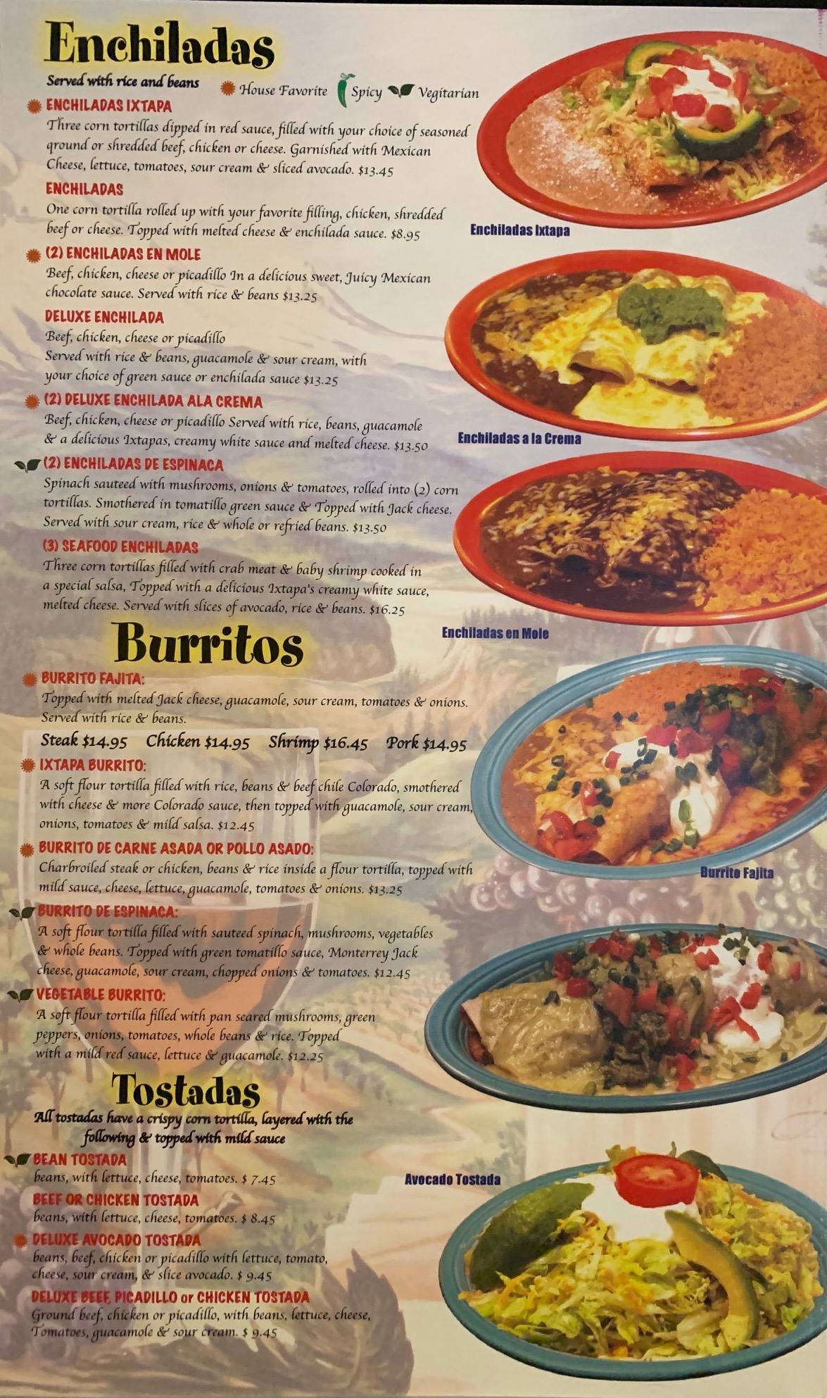 Menu at Ixtapa Mexican Restaurant, Hermiston