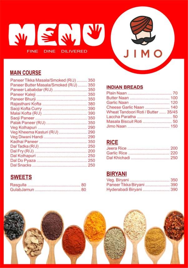 JIMO menu