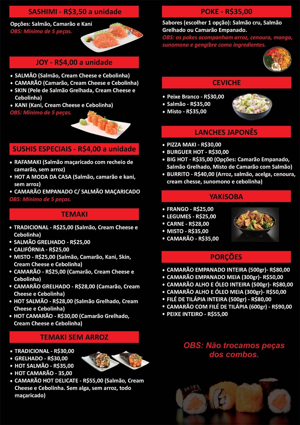 JM Temakeria Delivery de comida Japonesa Parque Santana cardápio