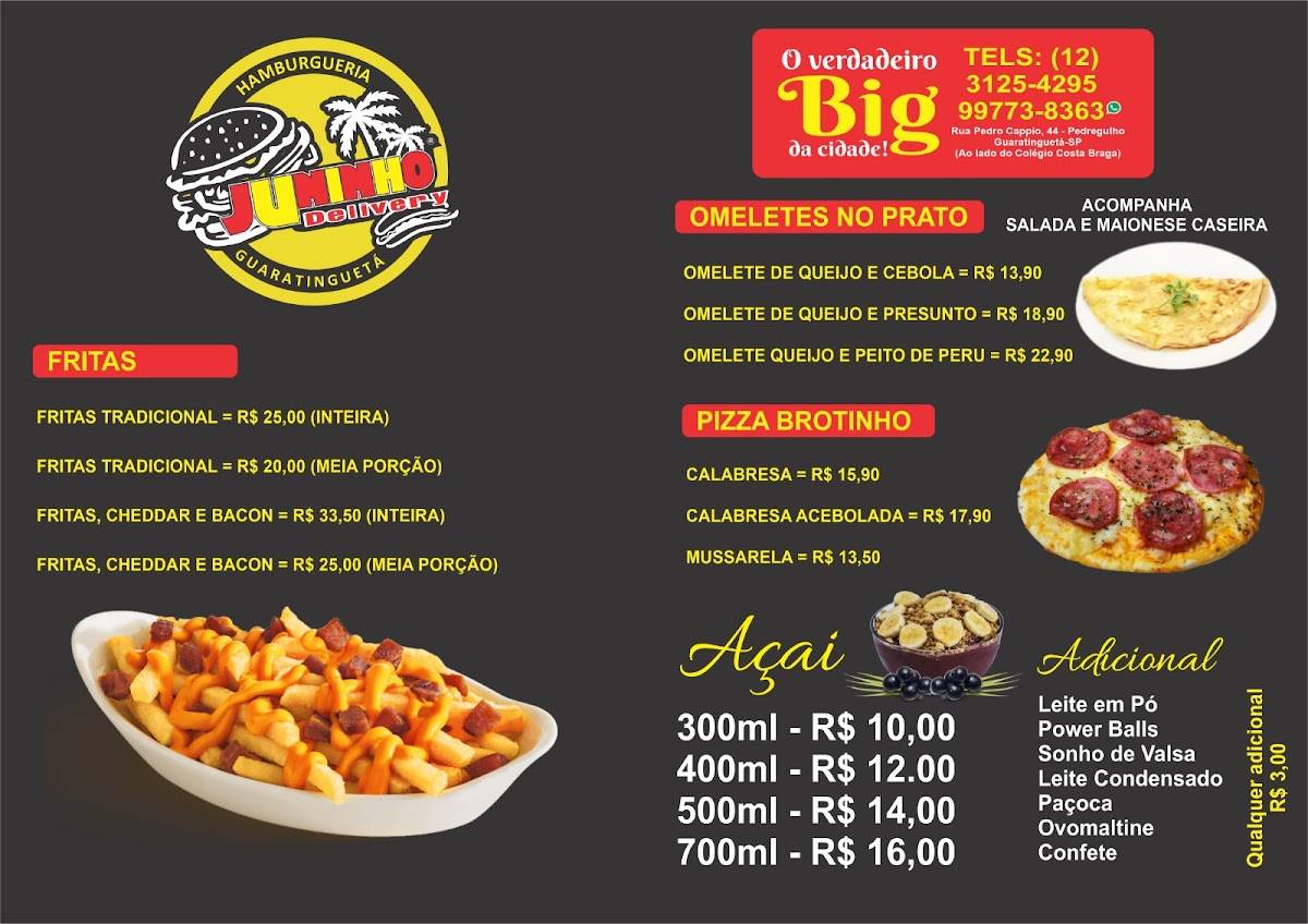 JUNINHO DELIVERY HAMBURGUERIA PEDREGULHO cardápio