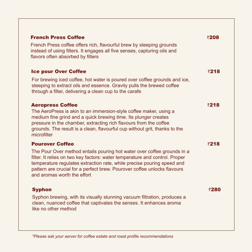 Roastery Coffee House C Scheme menu