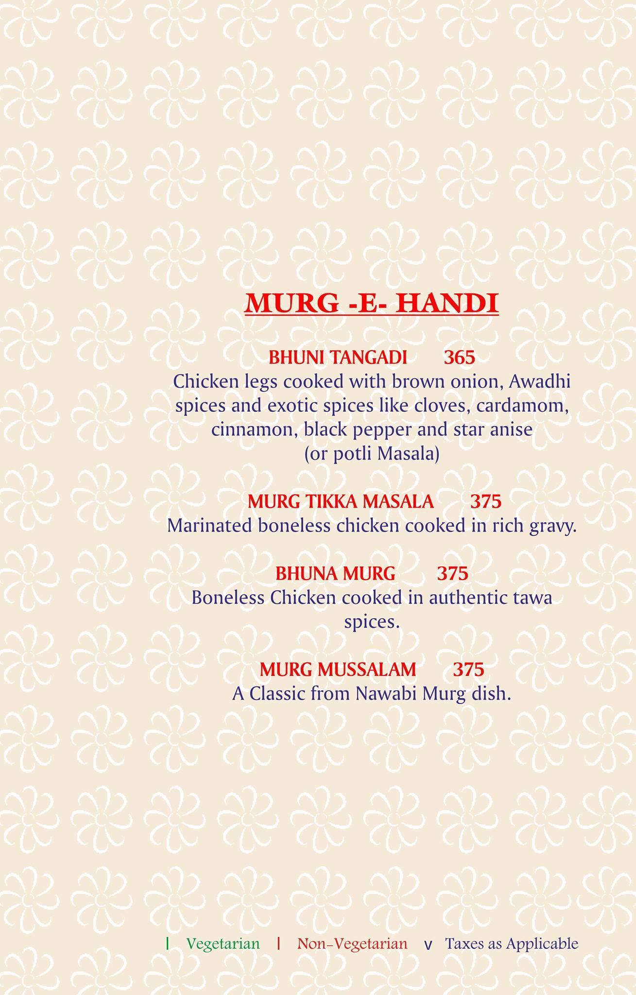 Jalsa menu