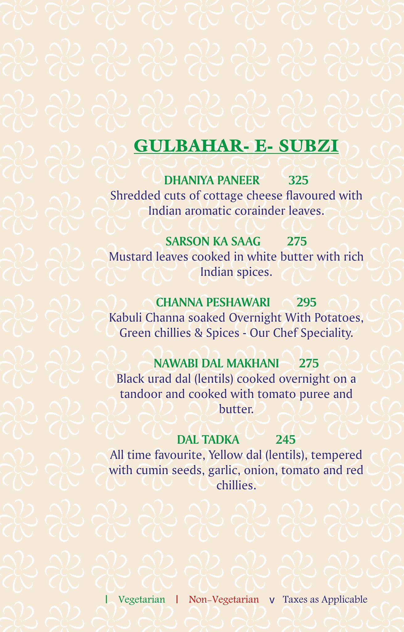 Jalsa menu