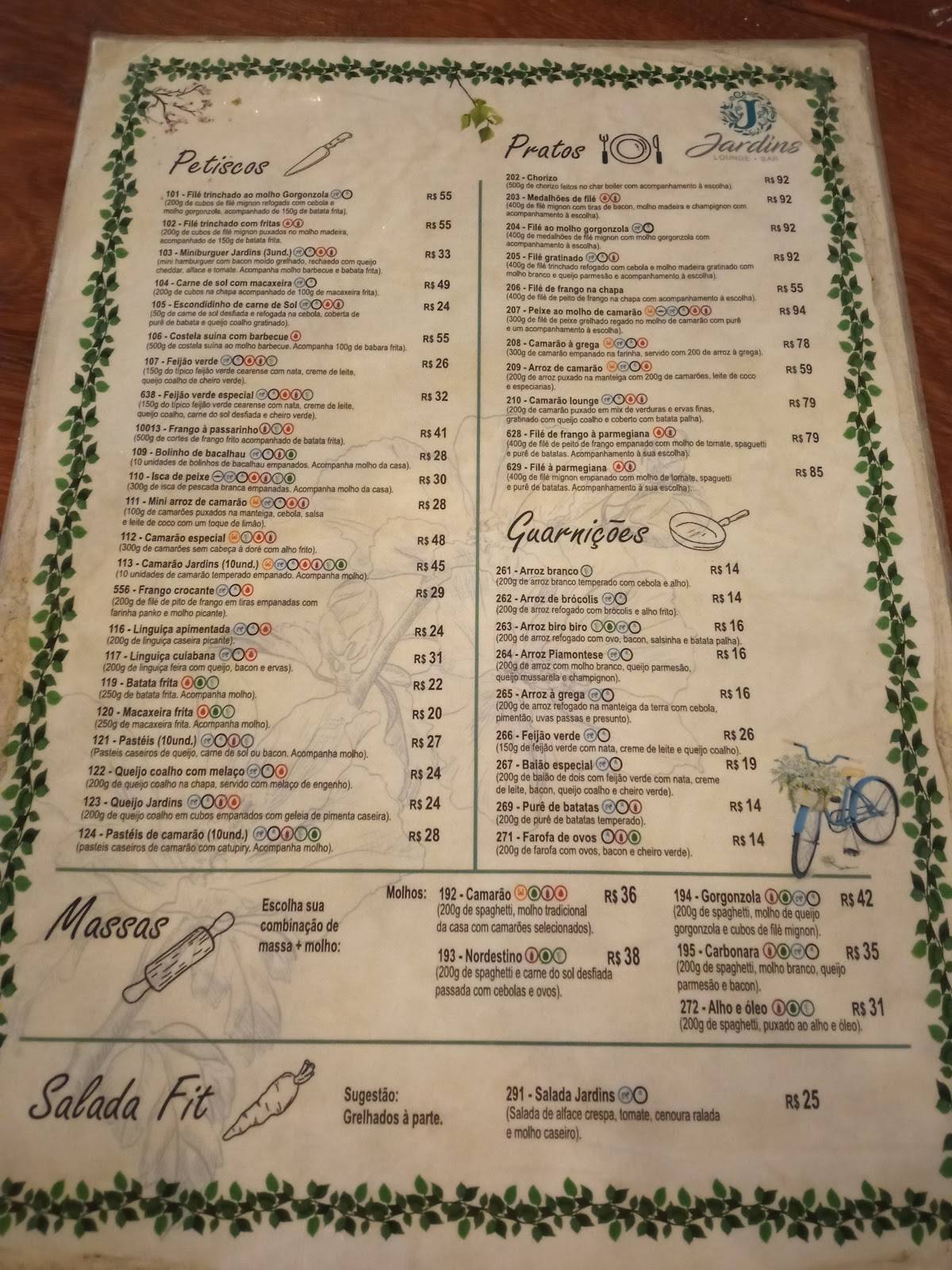 Jardins Lounge Bar cardápio