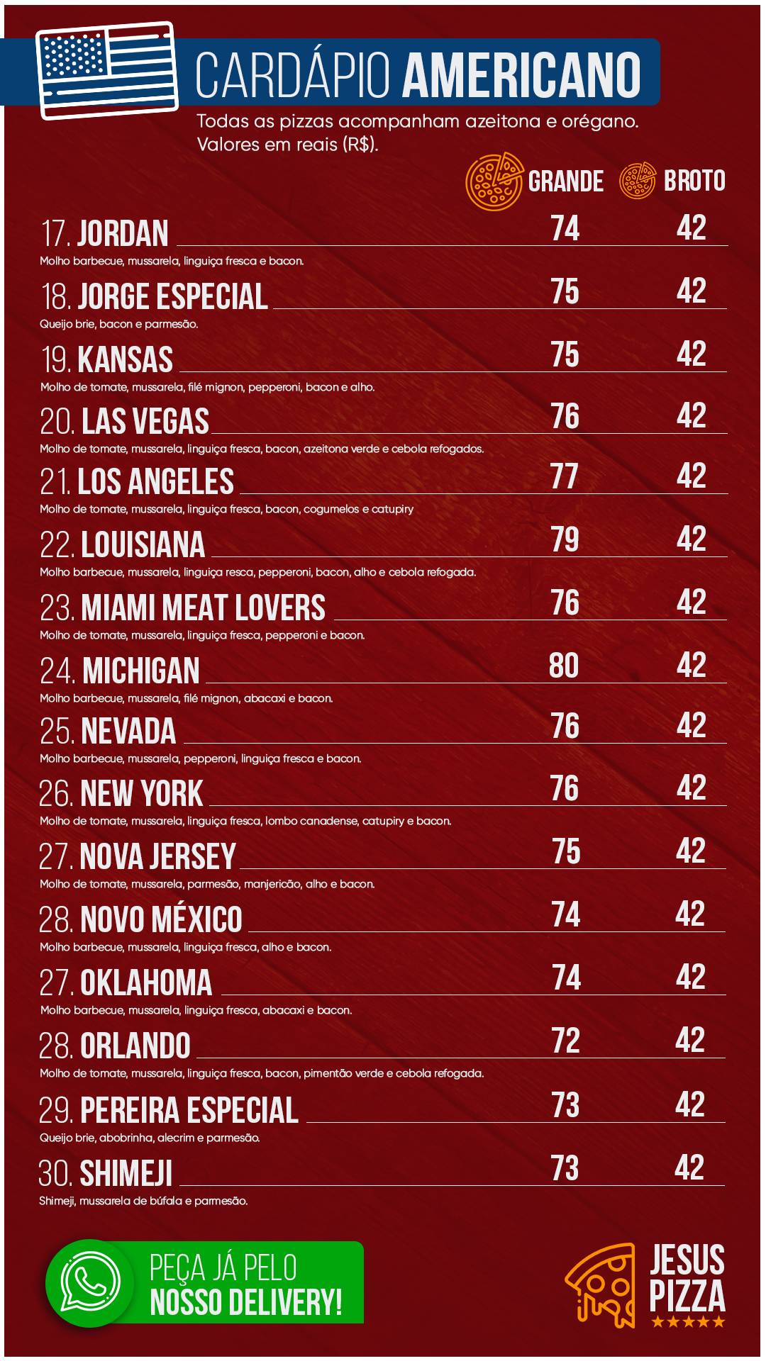 Jesus Pizza cardápio