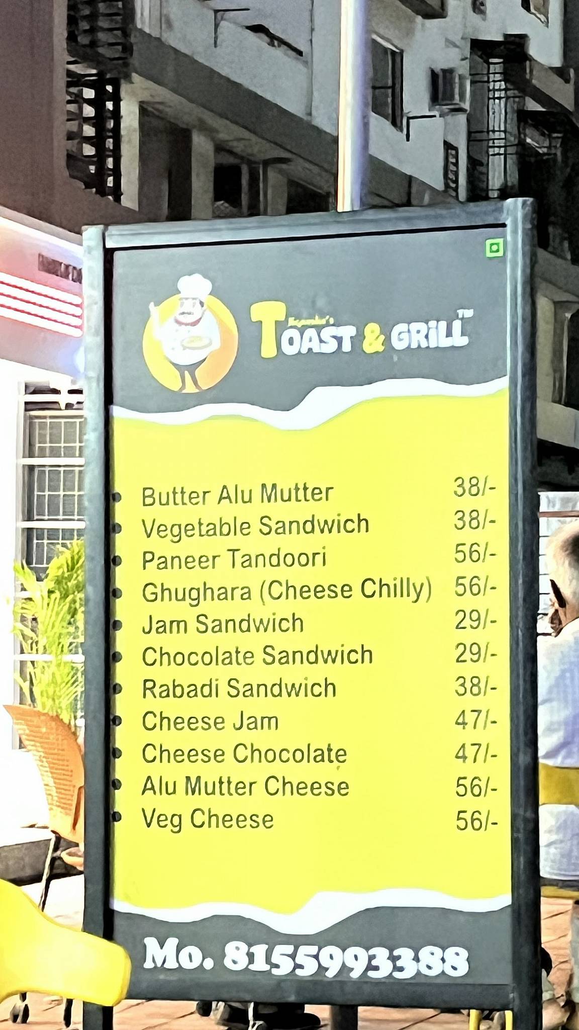 Jignasha Toast and Grill Vastral menu