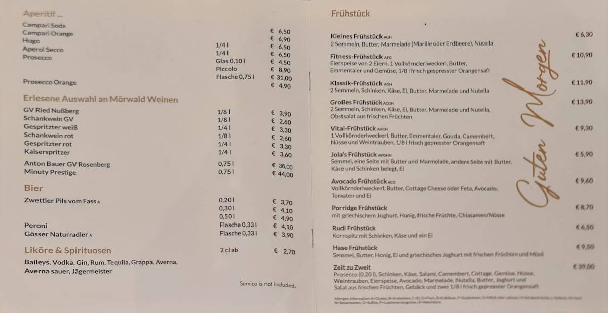 Menu de Jola's Cafe