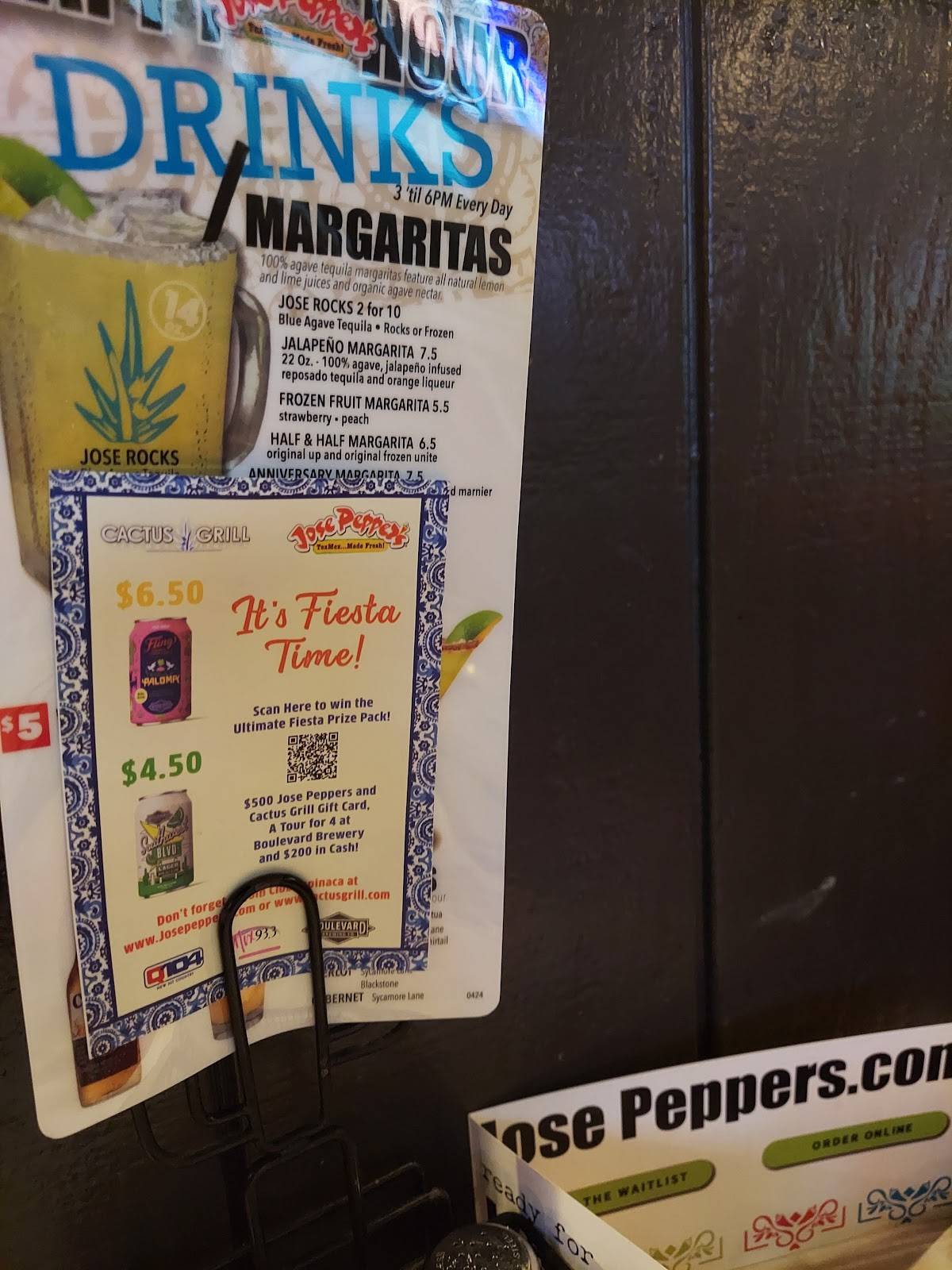 Menu at Jose Pepper's restaurant, Lee's Summit, NE Douglas St
