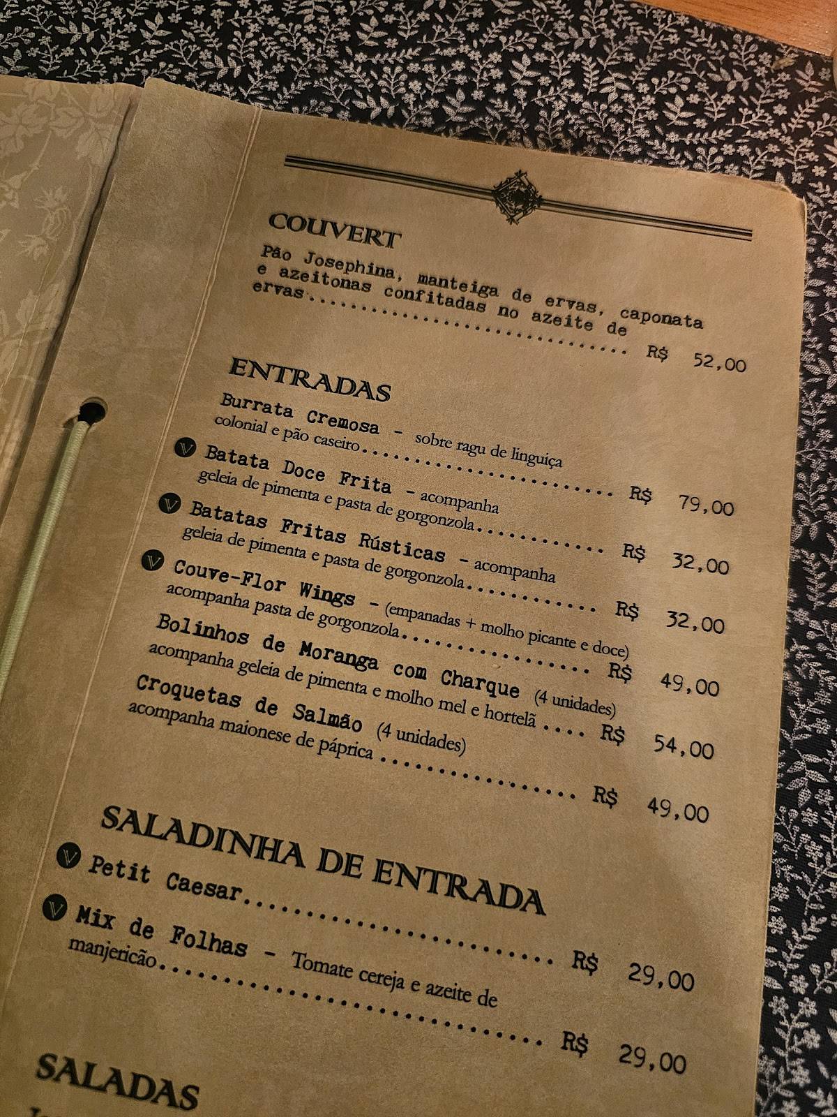 Josephina Restaurante cardápio