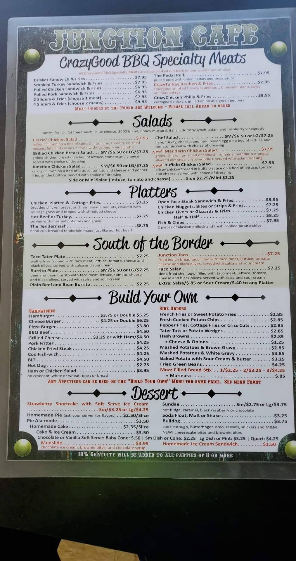 Menu at Junction Cafe, Bedford
