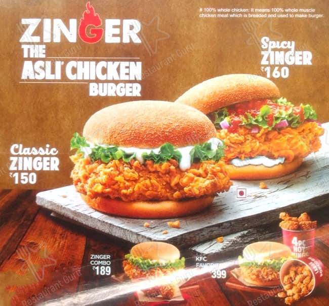 KFC menu