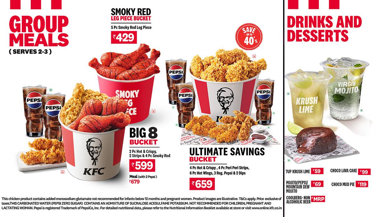 KFC menu
