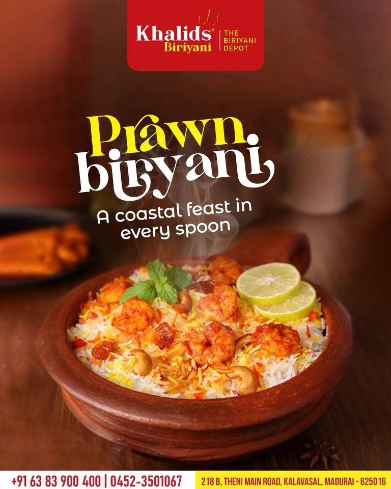 KHALIDS BIRIYANI BEST BIRIYANI RESTAURANT IN MADURAI 218, Theni Main Rd, Kalavasal, Madurai, Tamil Nadu 625016 menu