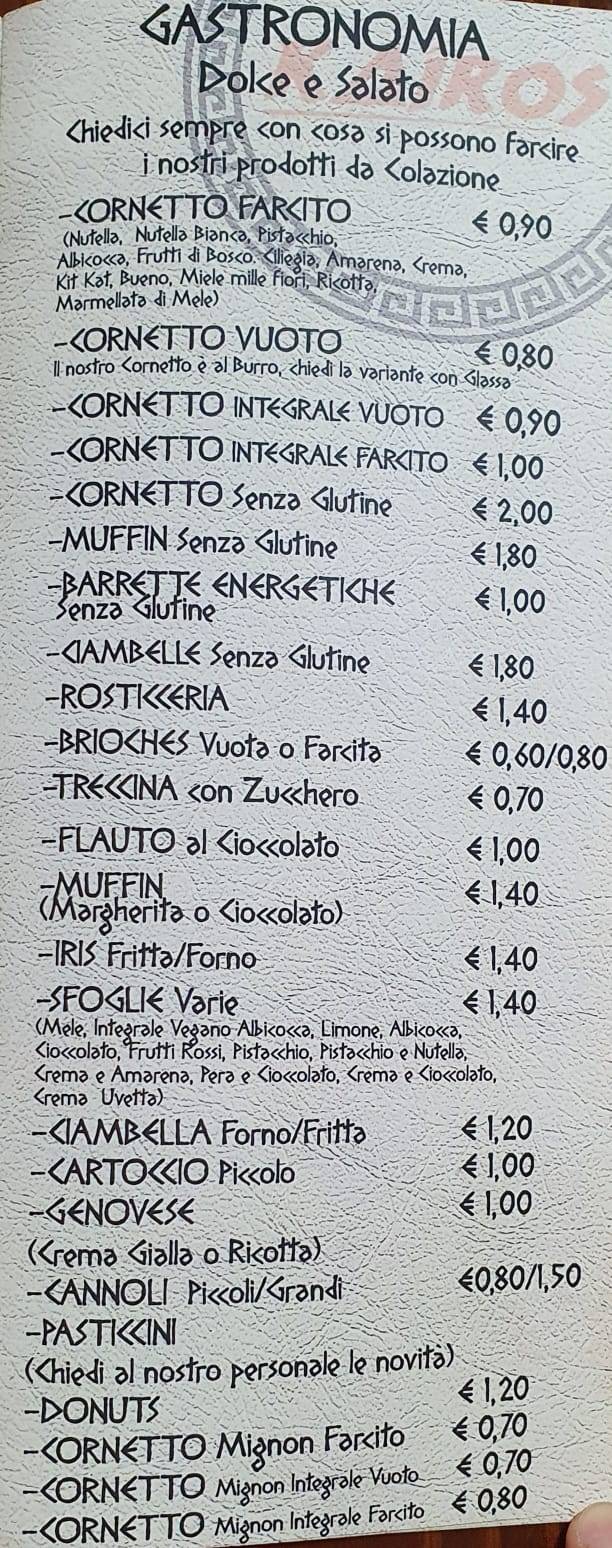 Menu di Kairos 