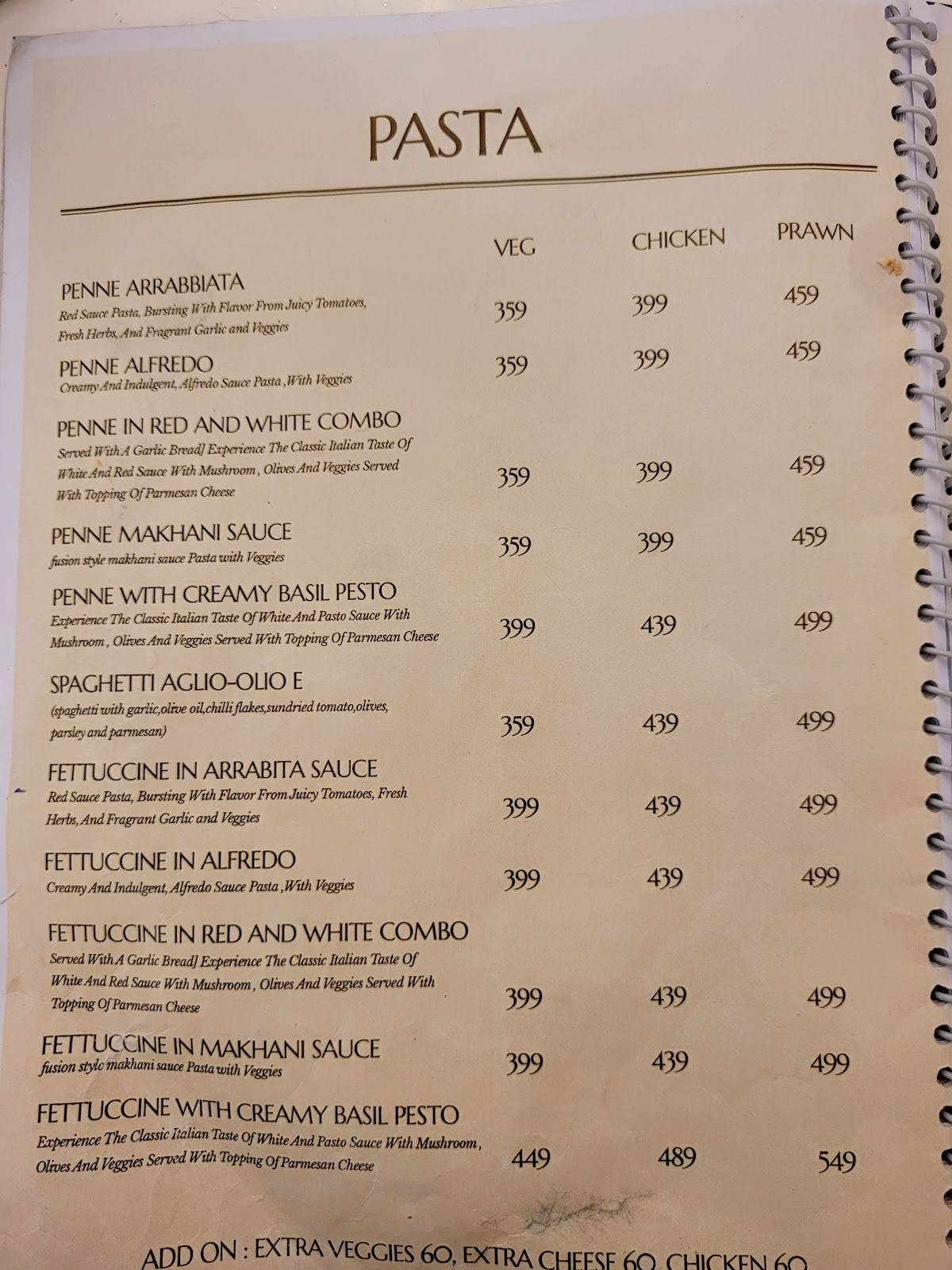 Kairos India menu