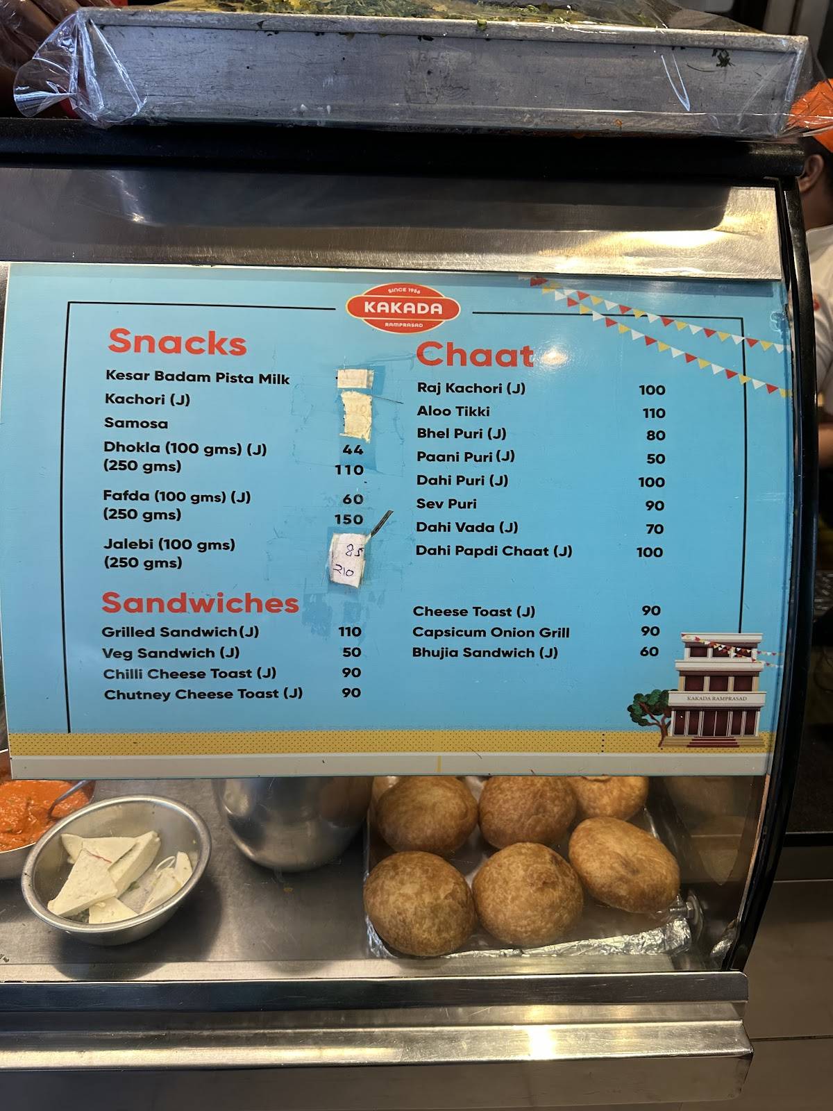Kakada Ramprasad Sweets and Chaats menu