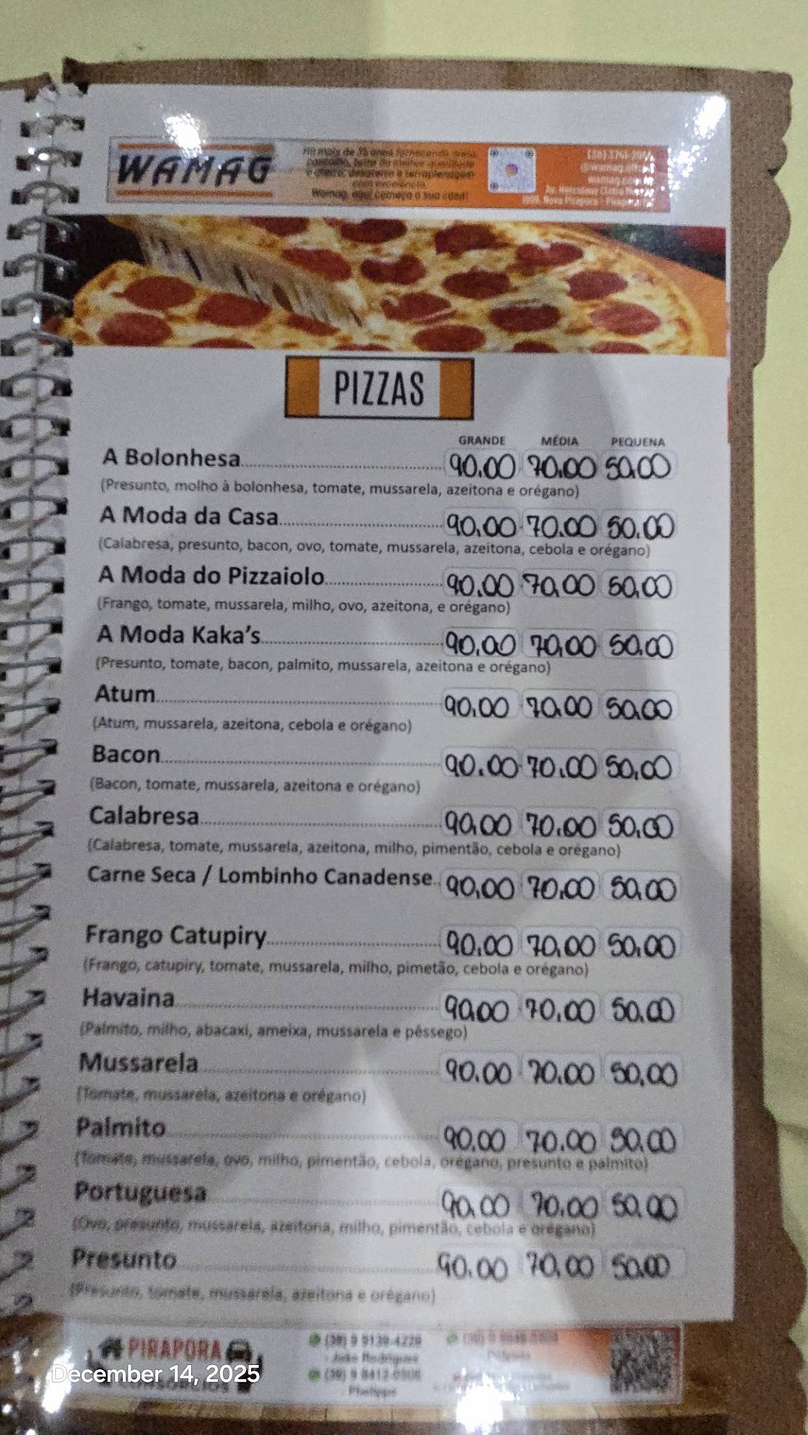 Kaka's cardápio