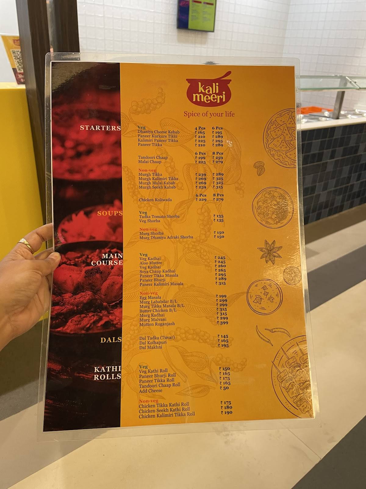 Kali Meeri menu
