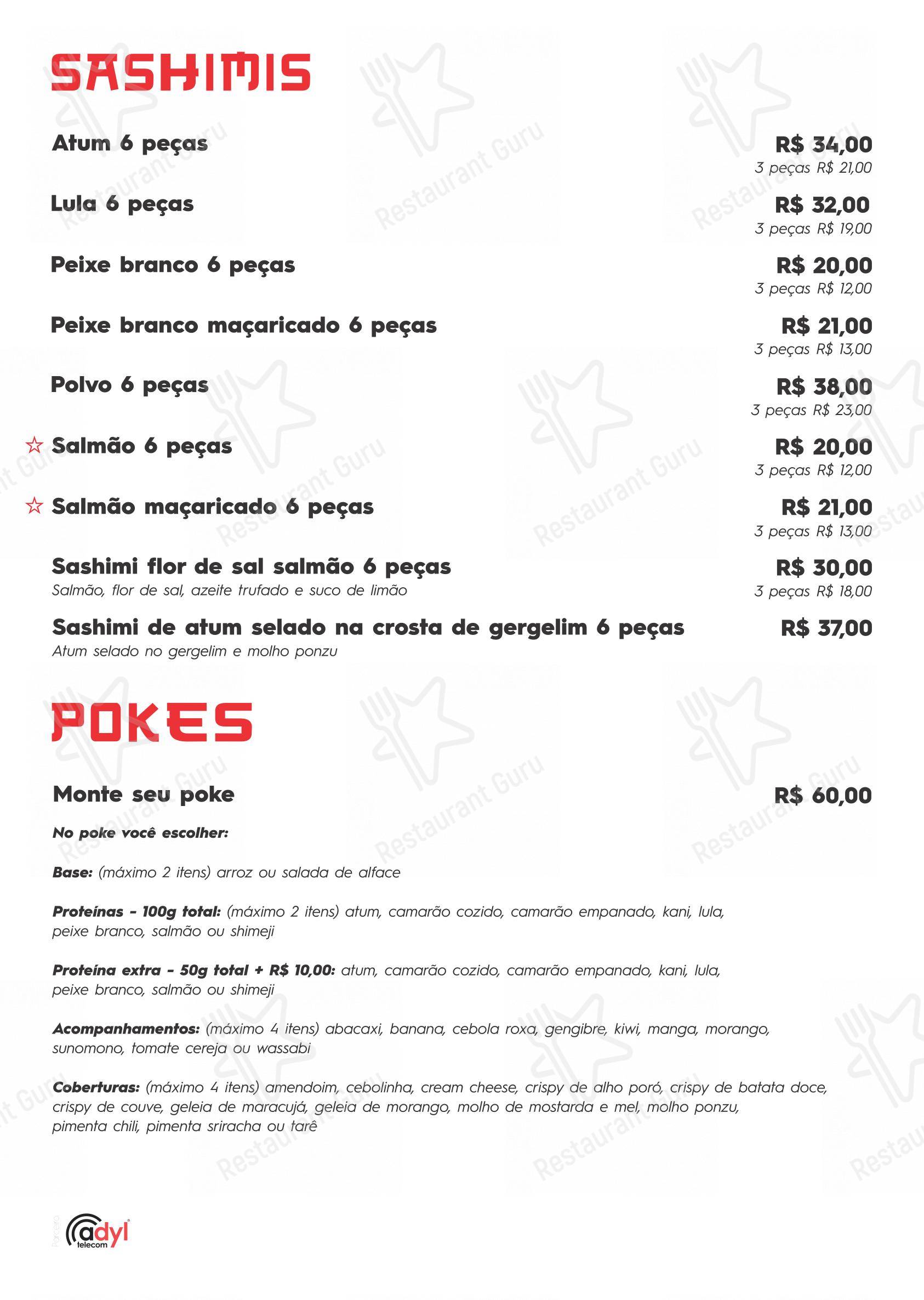 Menu para Kanpai Sushi & Bar restaurante
