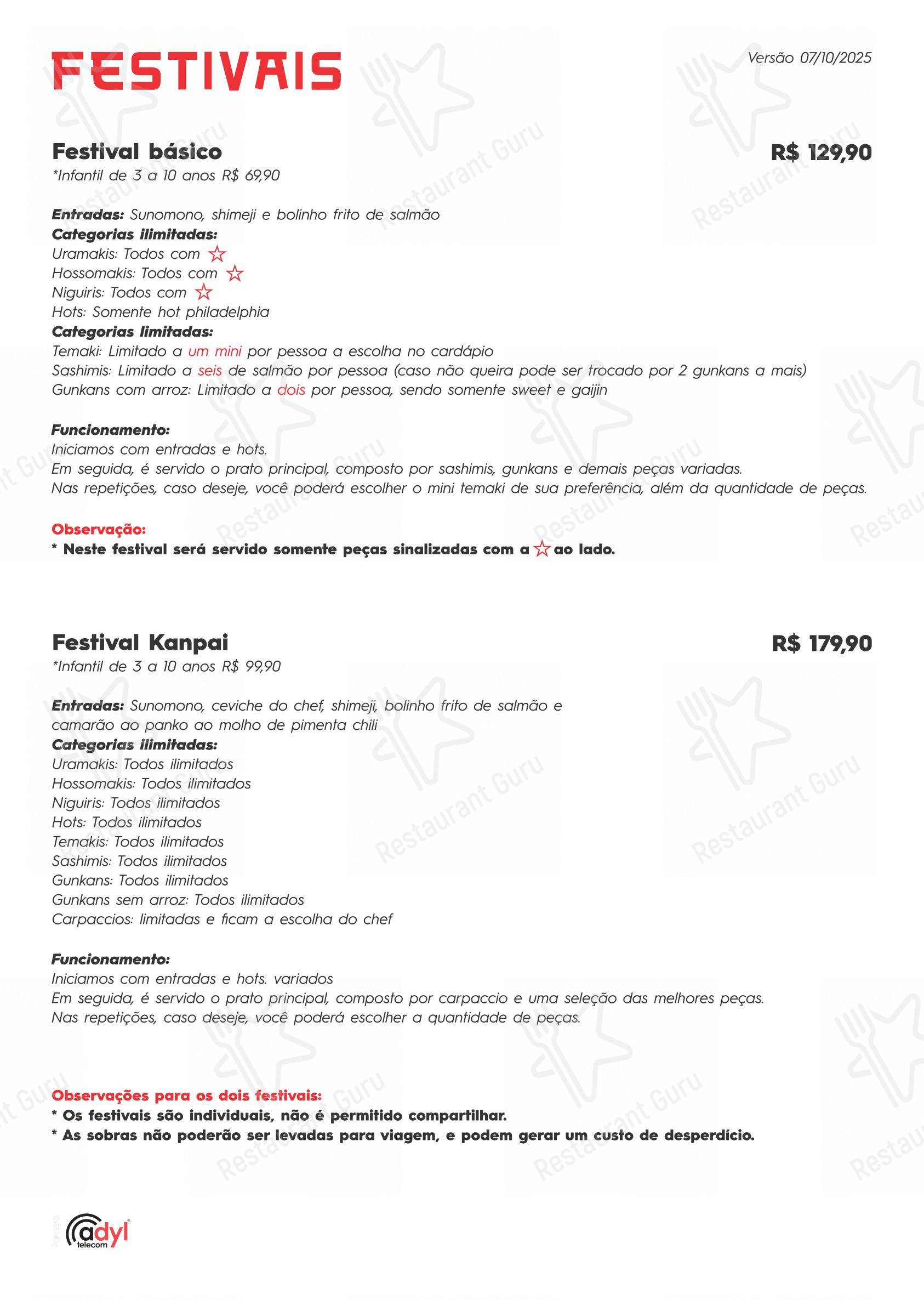 Kanpai Sushi & Bar - Menu