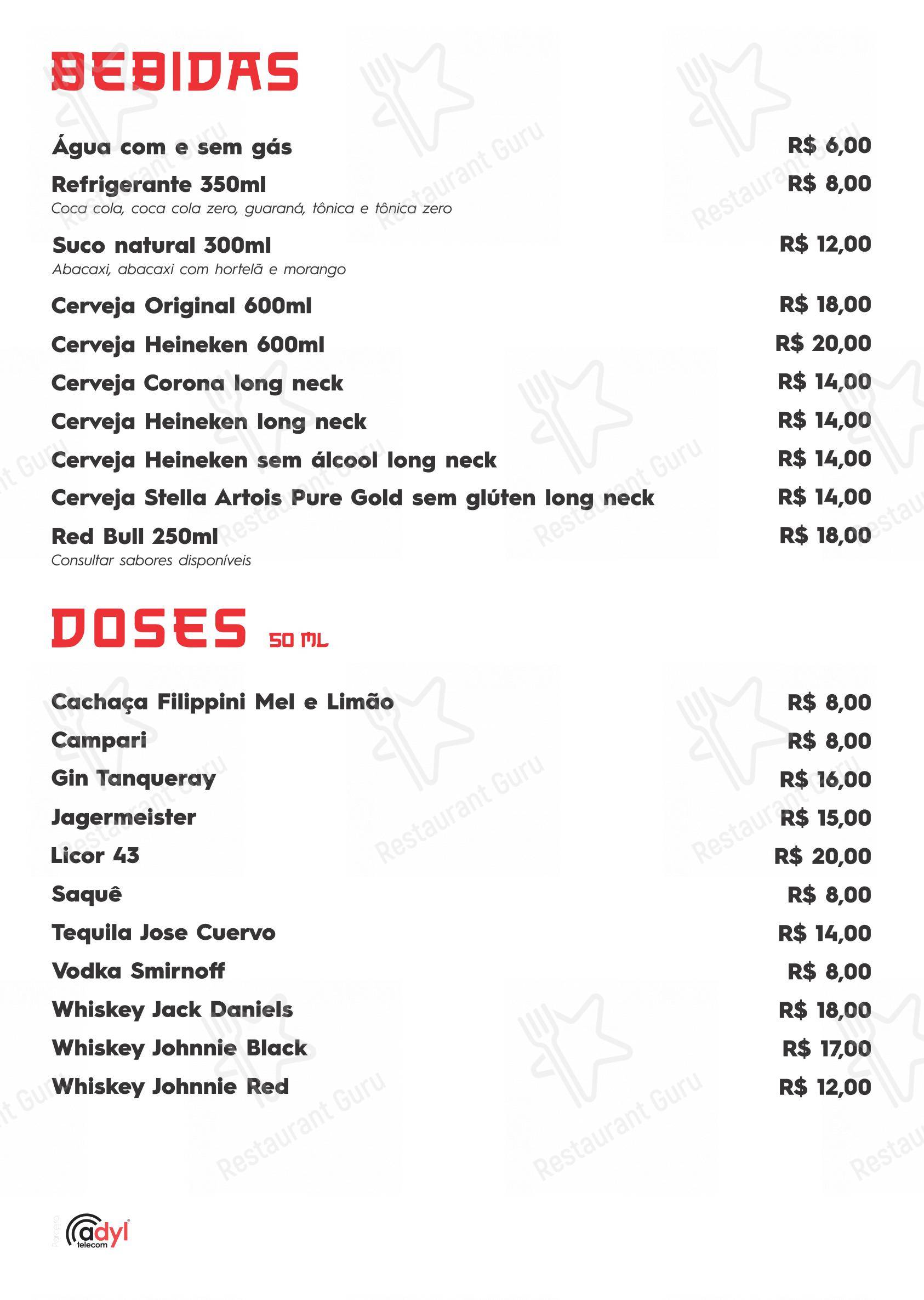 Menu para Kanpai Sushi & Bar restaurante