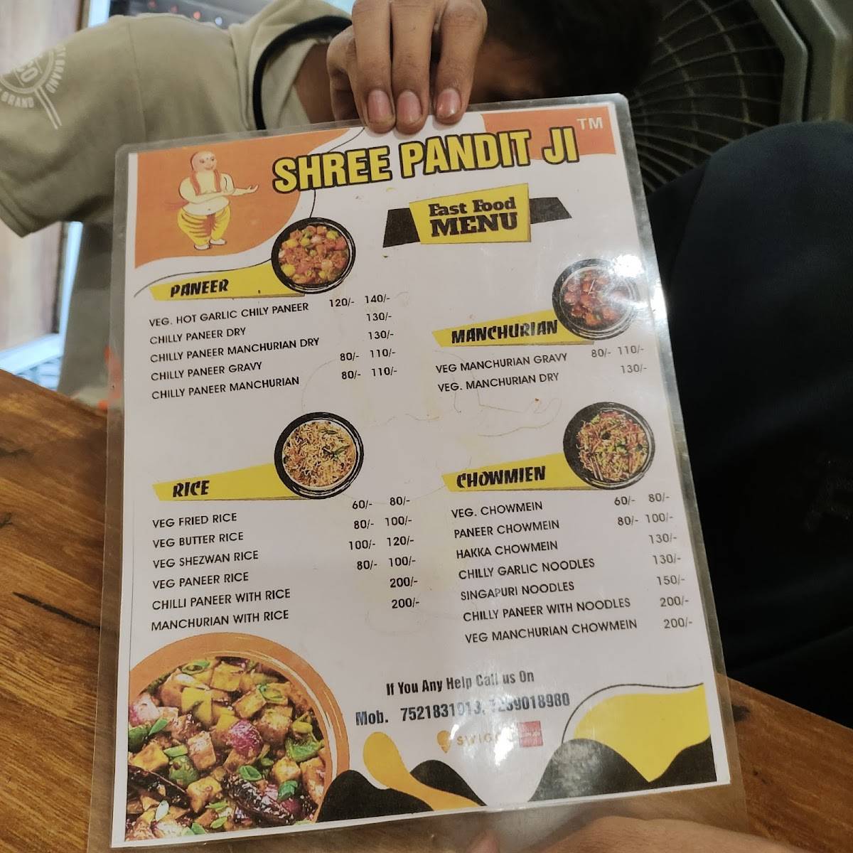 Shree pandit ji foods menu