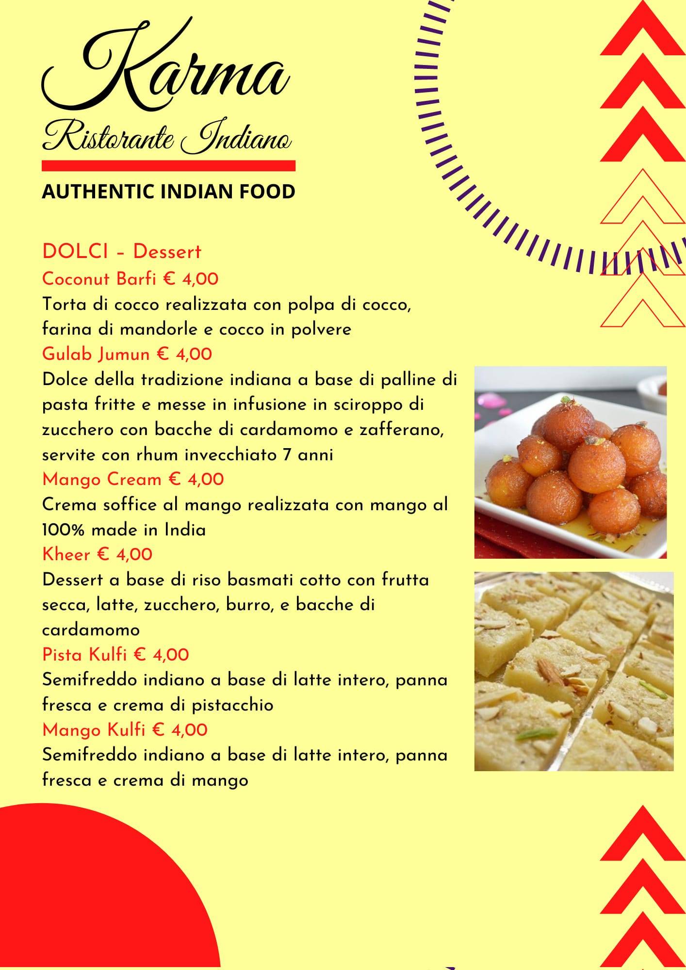 Menu di Karma Ristorante Indiano 