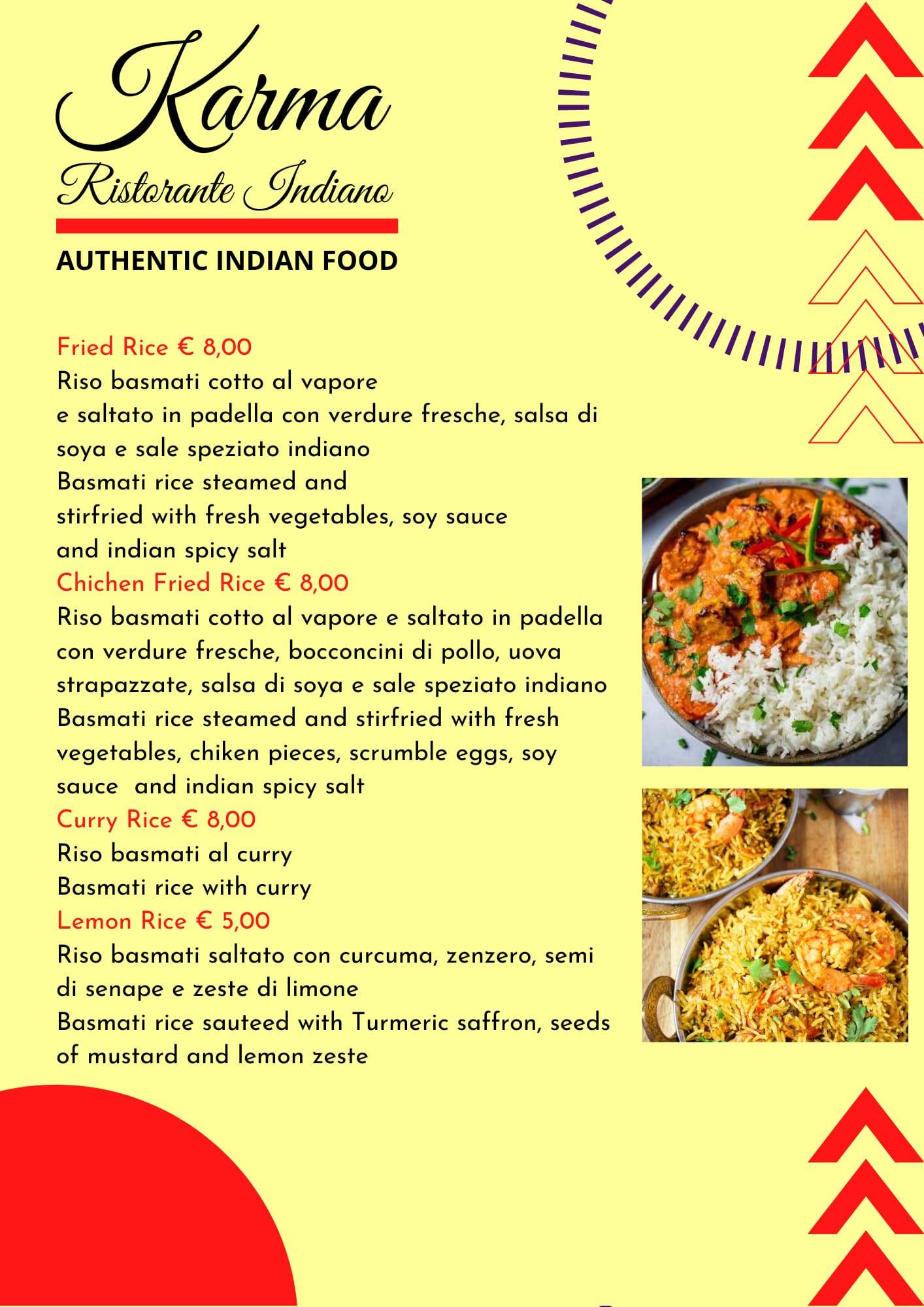 Menu di Karma Ristorante Indiano 