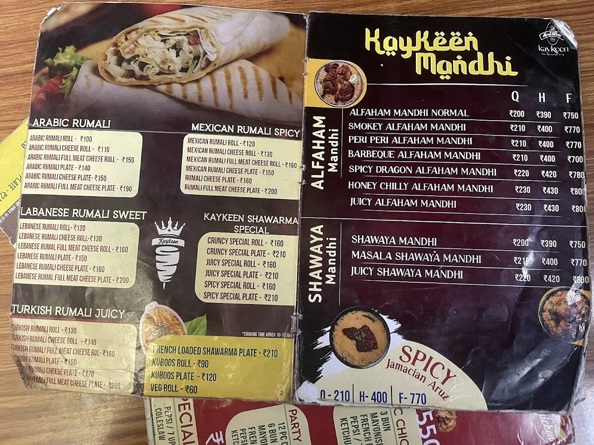 Kaykeen menu