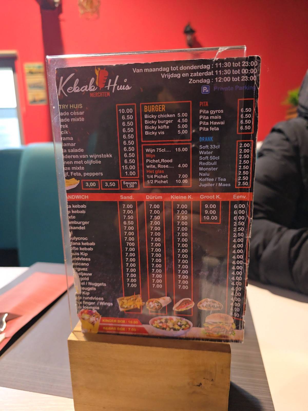 Menu de Kebab Huis