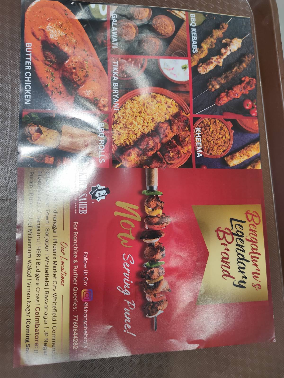 Khan Saheb menu