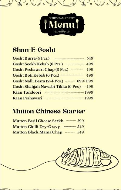 Khushamdeed Restaurant menu