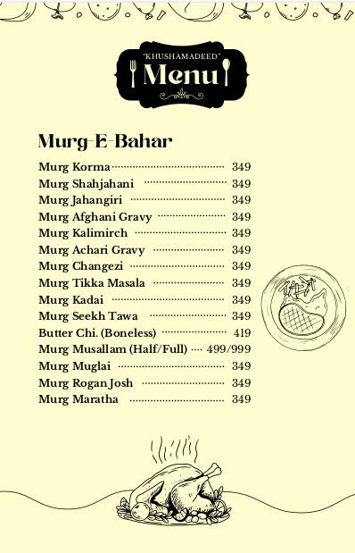 Khushamdeed Restaurant menu