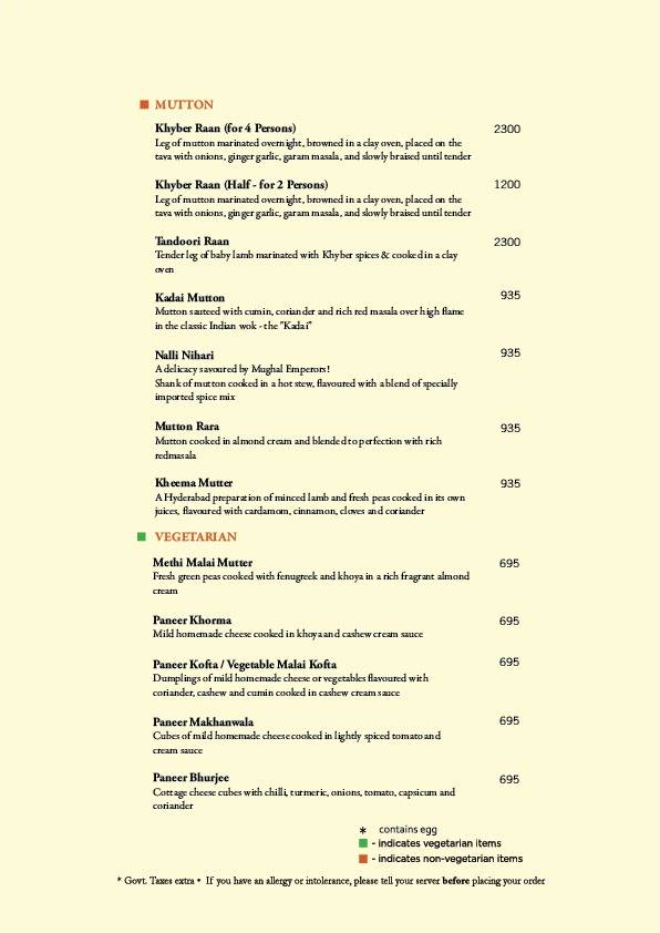 Khyber menu