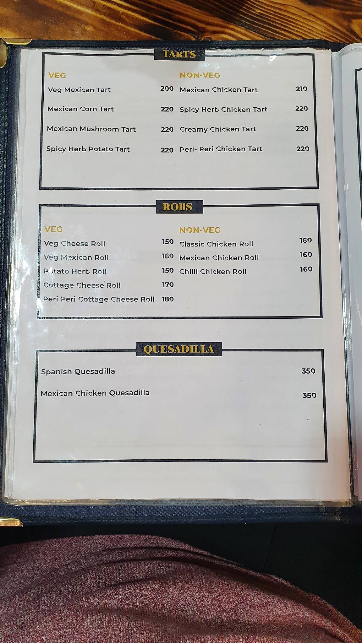 Boards and Brews menu