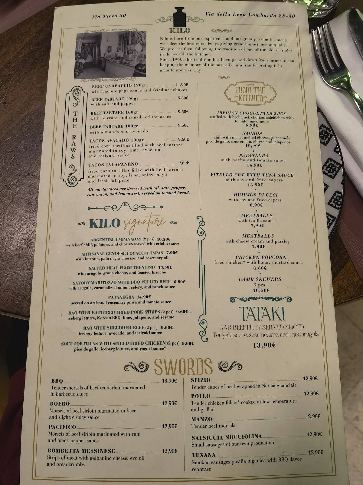 Menu de Kilo Restaurant