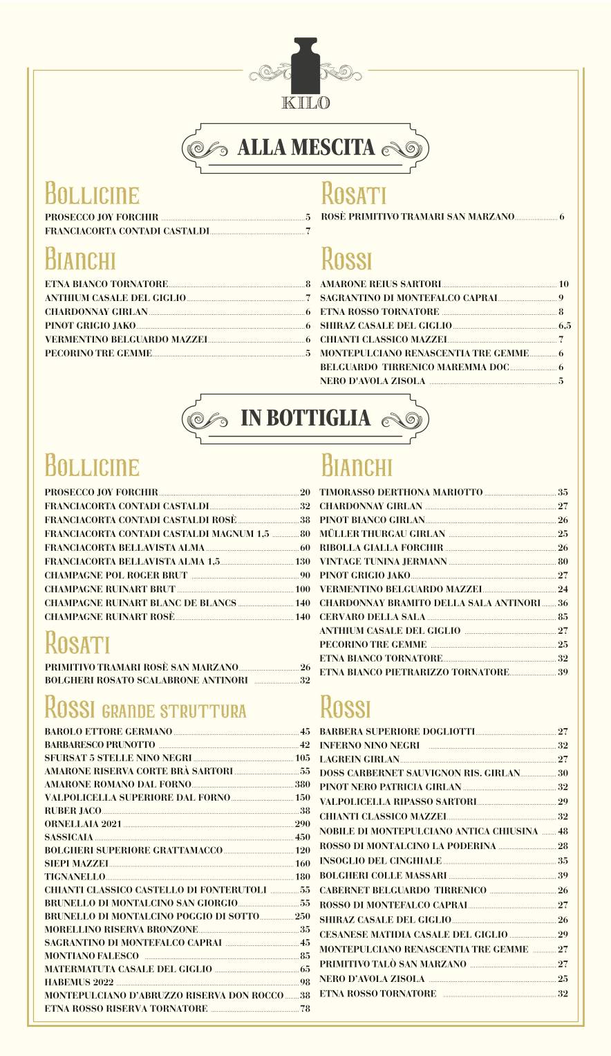 Menu di Kilo Restaurant 