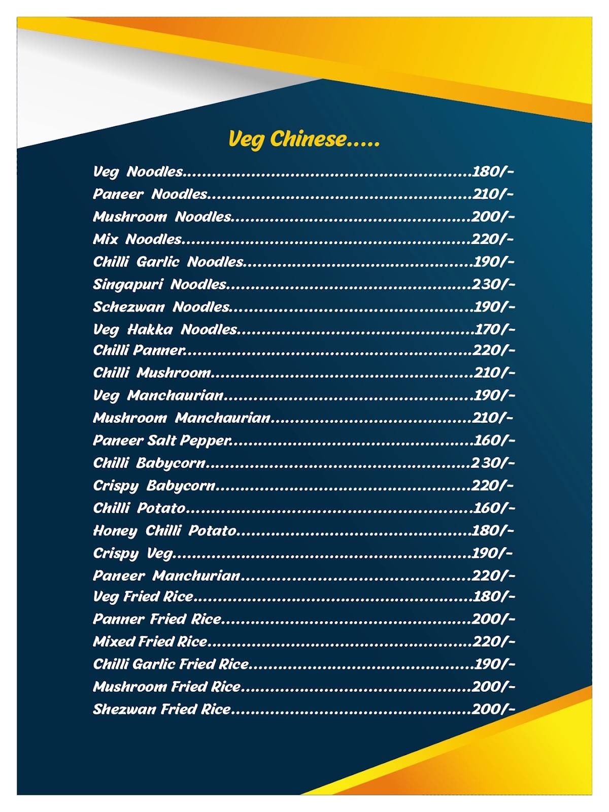 Kingslayer Family Resturant & Party Spot menu