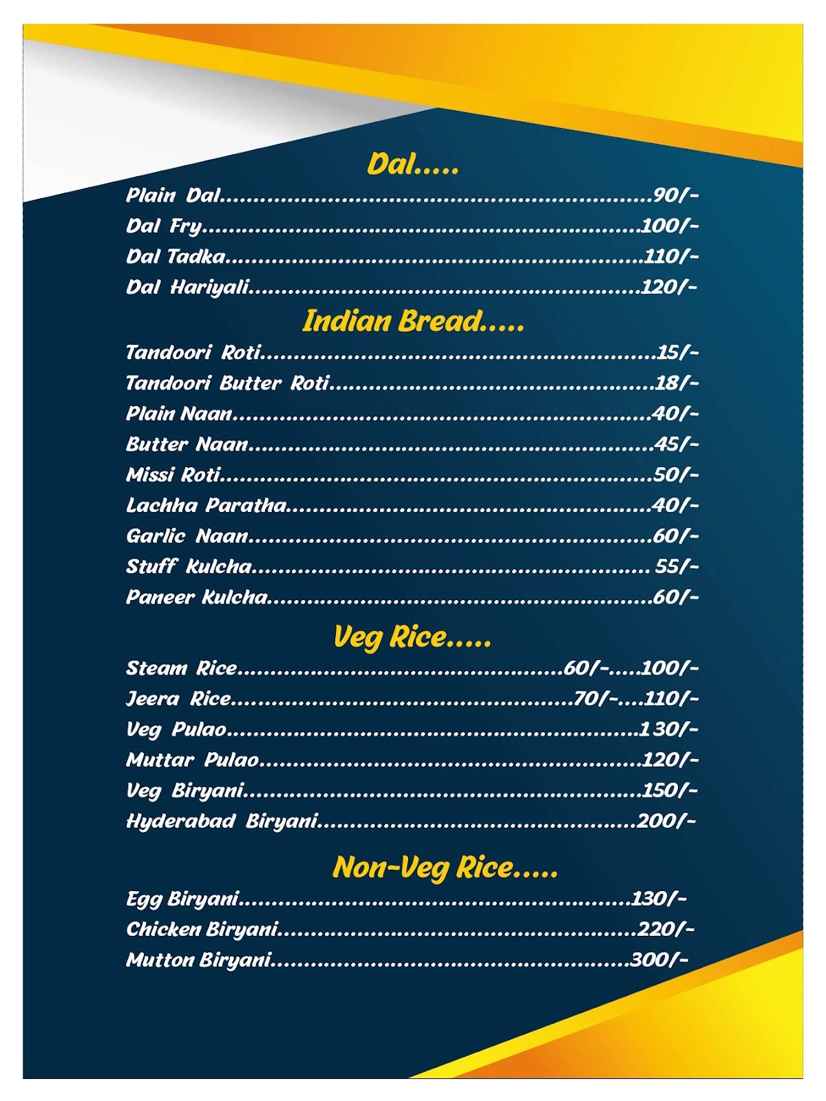 Kingslayer Family Resturant & Party Spot menu