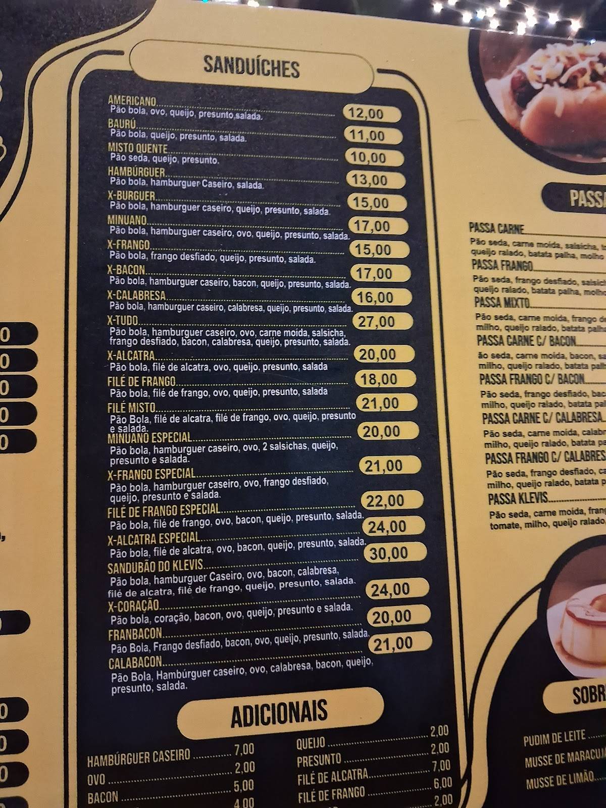 Klevis Burgers cardápio