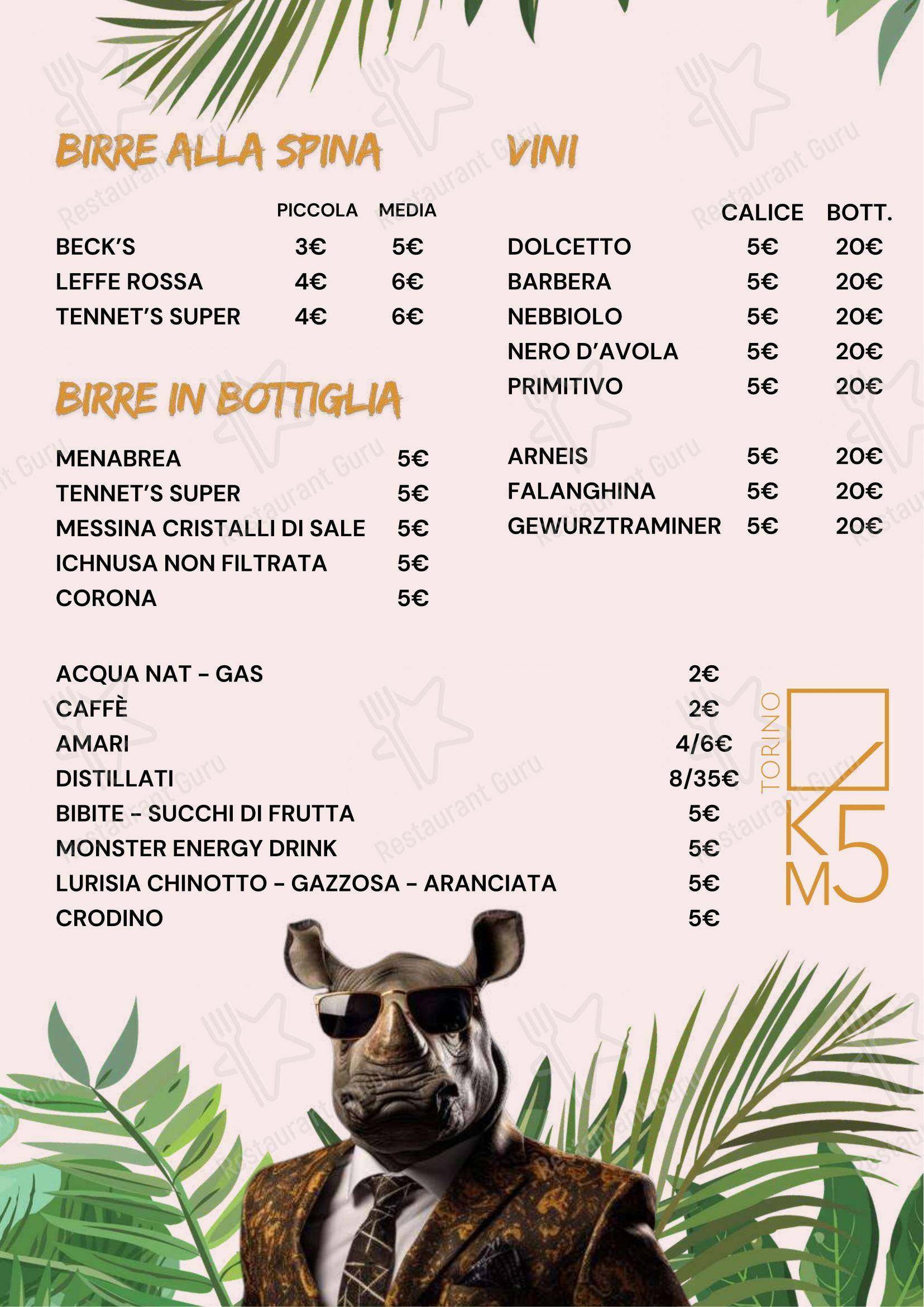 Menu di Km 5 - Menu