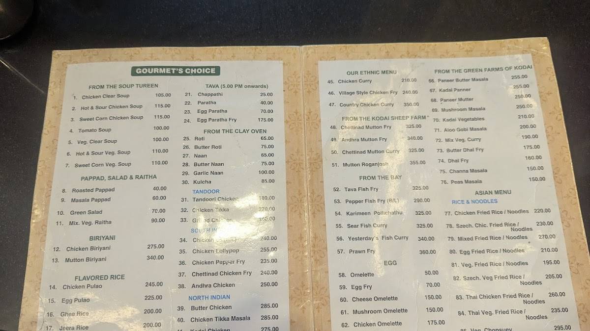 Hilltop Inn menu