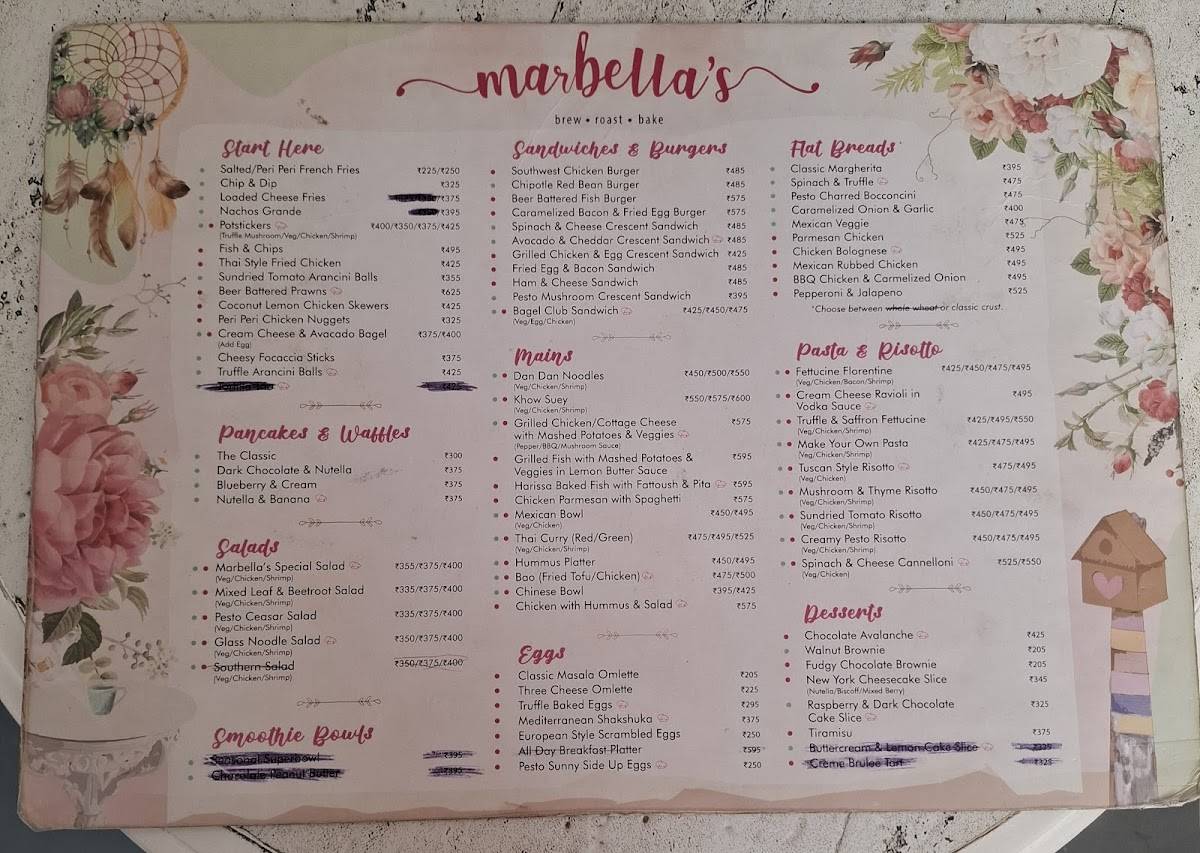 Marbella's menu
