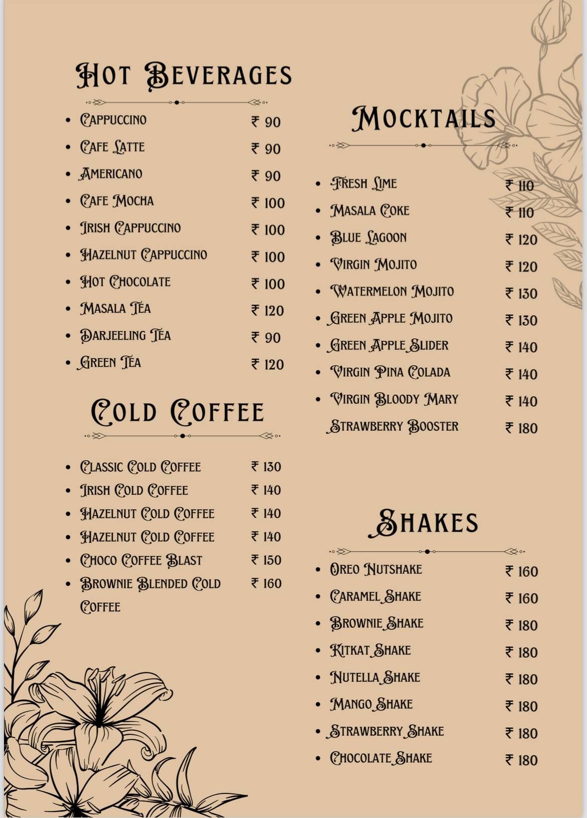 The MidTown Bistro menu