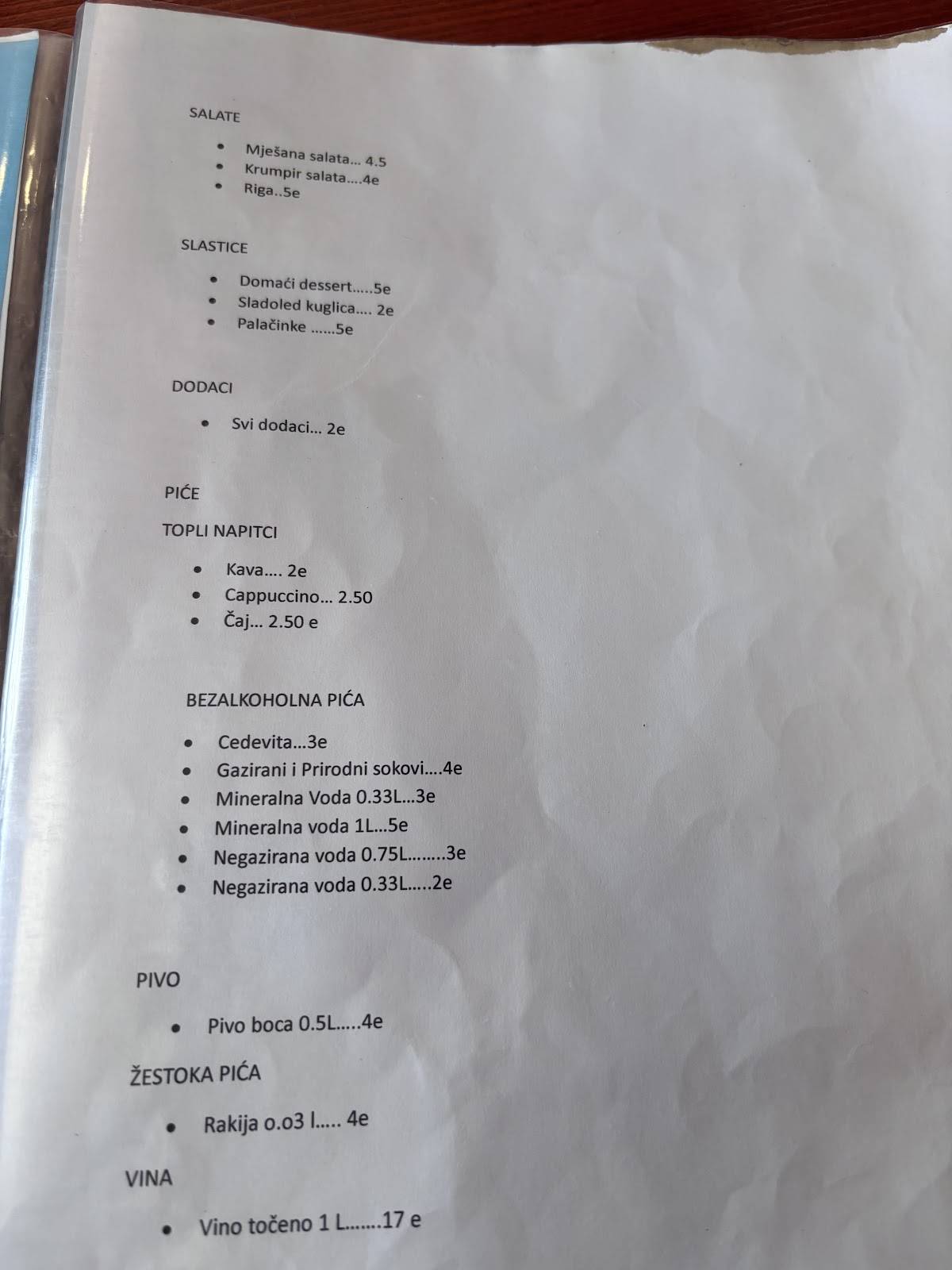 Menu di Konoba Ive 