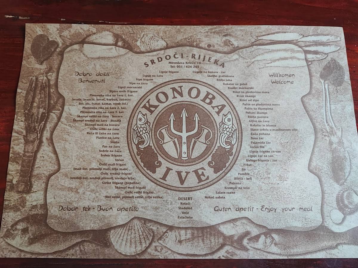 Menu di Konoba Ive 